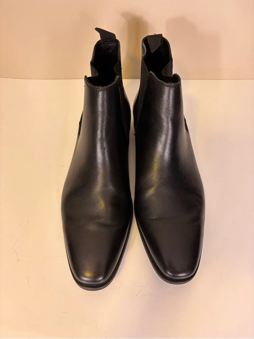 Nordstrom Black Leather Chelsea Pull On Boots Mens 10.5
